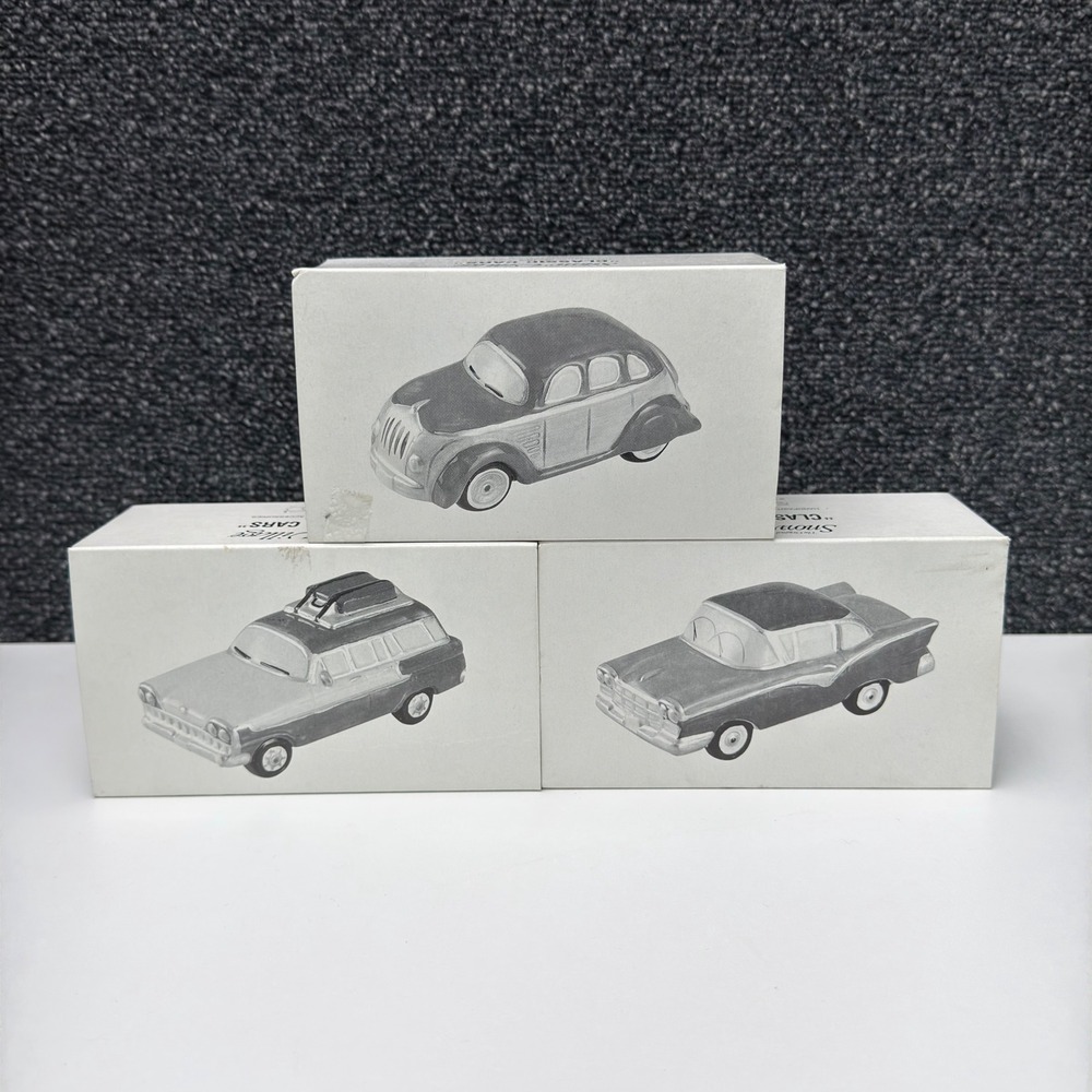 Dept 56 Snow Village Classic Cars Set 3 Ceramic Accessories 5457-7 Vintage Style